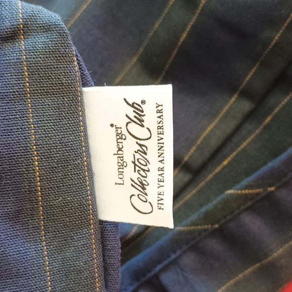 Longaberger Collectors Club 5 Year Anniversary Basket Liner Navy Green NWT - Picture 6 of 6